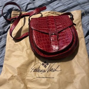 Patricia Nash croc embossed red saddle bag